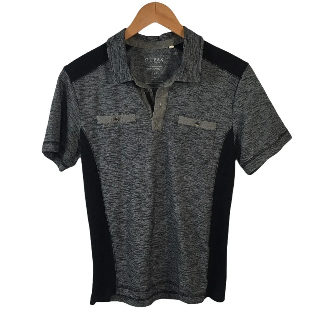 PO206 Guess Los Angeles Marled Short Sleeve Polo Shirt S
